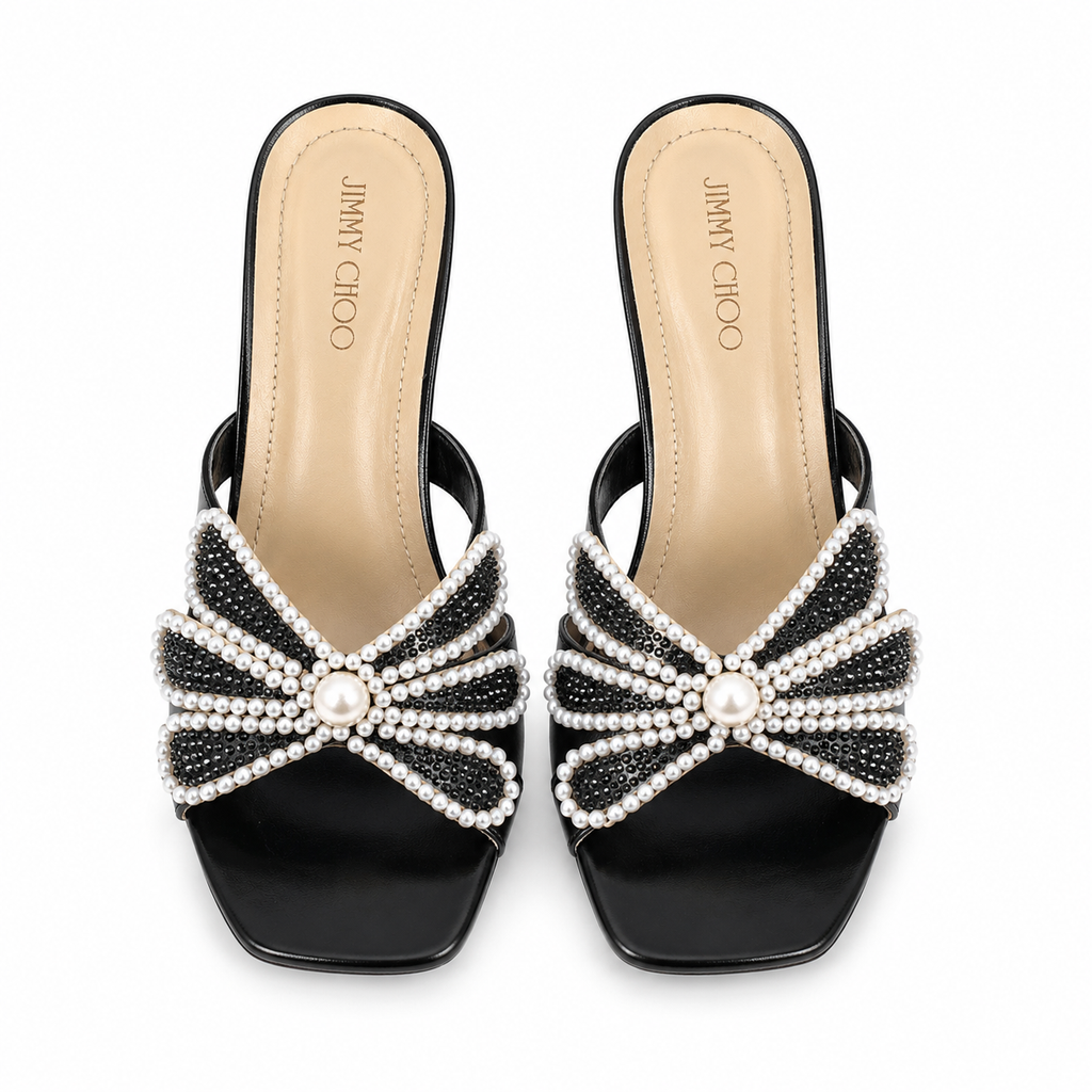 Jimmy Choo Pearl&Crystal Embellished Block Heels