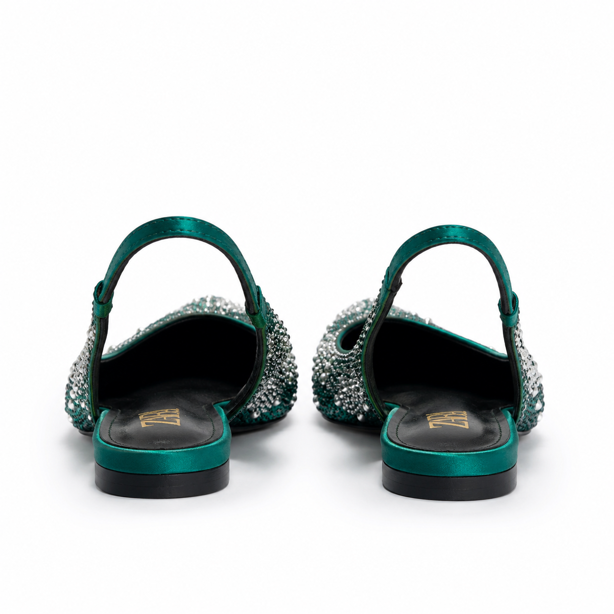 Zara Crystal Embellished Slingback Flats