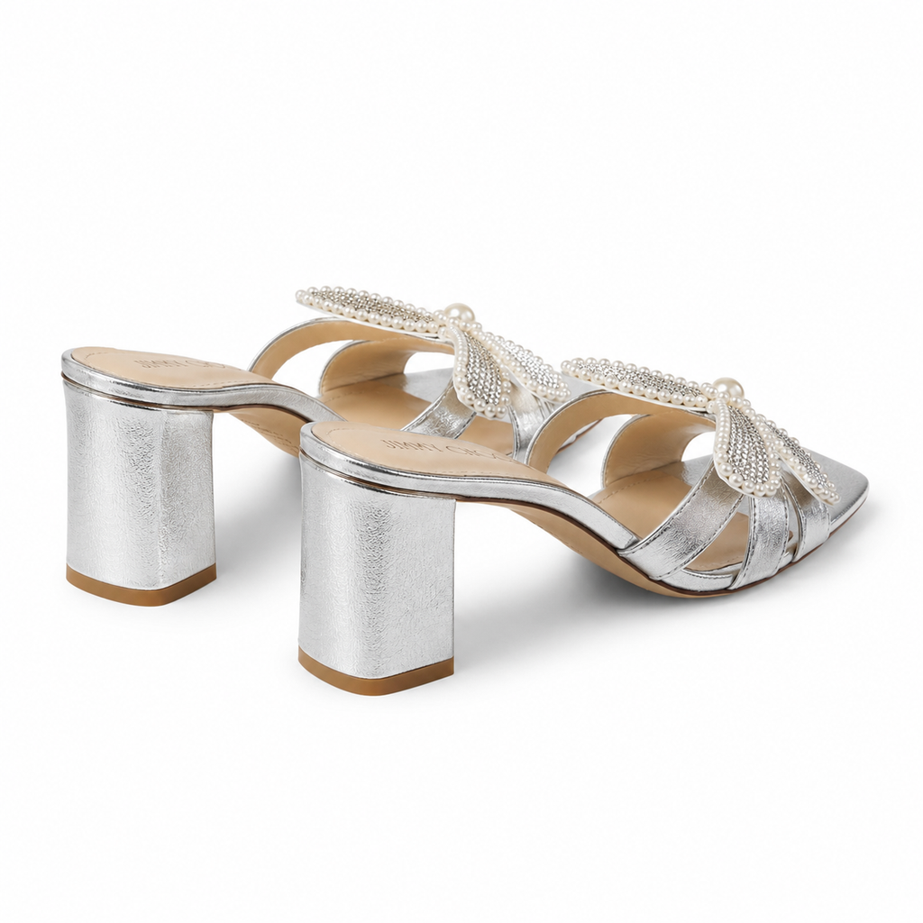 Jimmy Choo Pearl&Crystal Embellished Block Heels