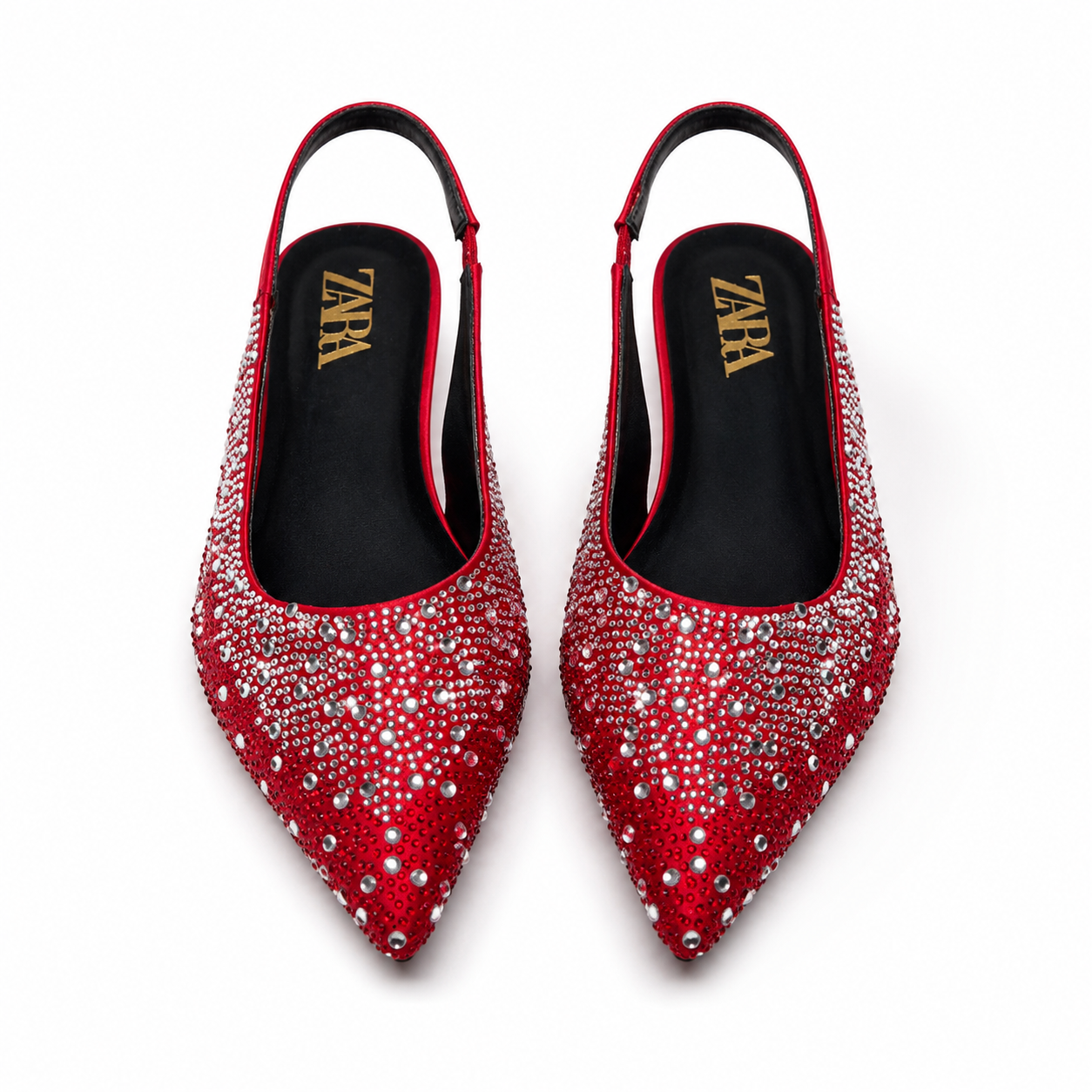 Zara Crystal Embellished Slingback Flats