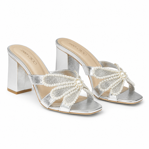 Jimmy Choo Pearl&Crystal Embellished Block Heels