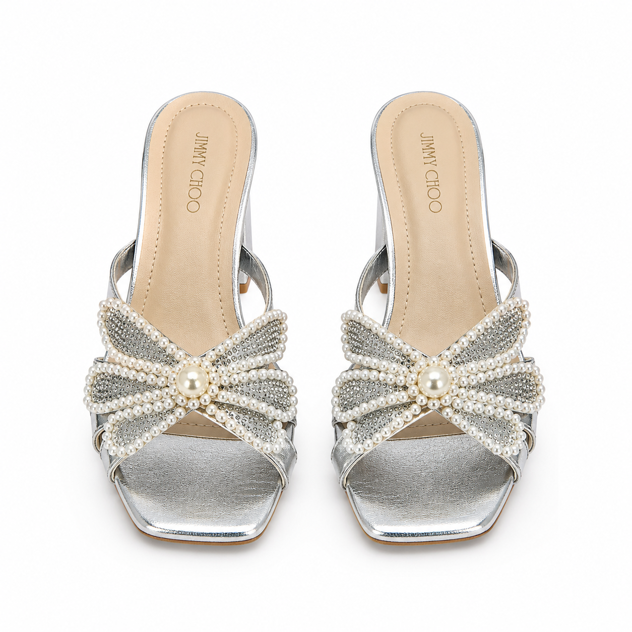 Jimmy Choo Pearl&Crystal Embellished Block Heels