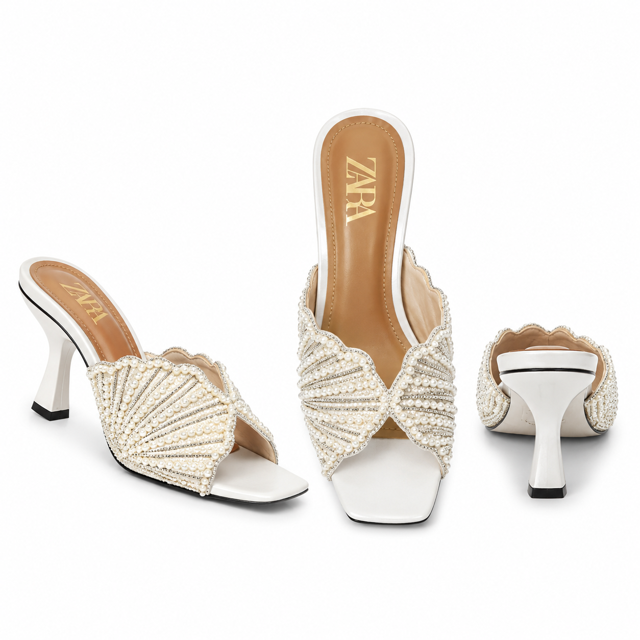 Pearl Embellished Sculpted Heel Sandals