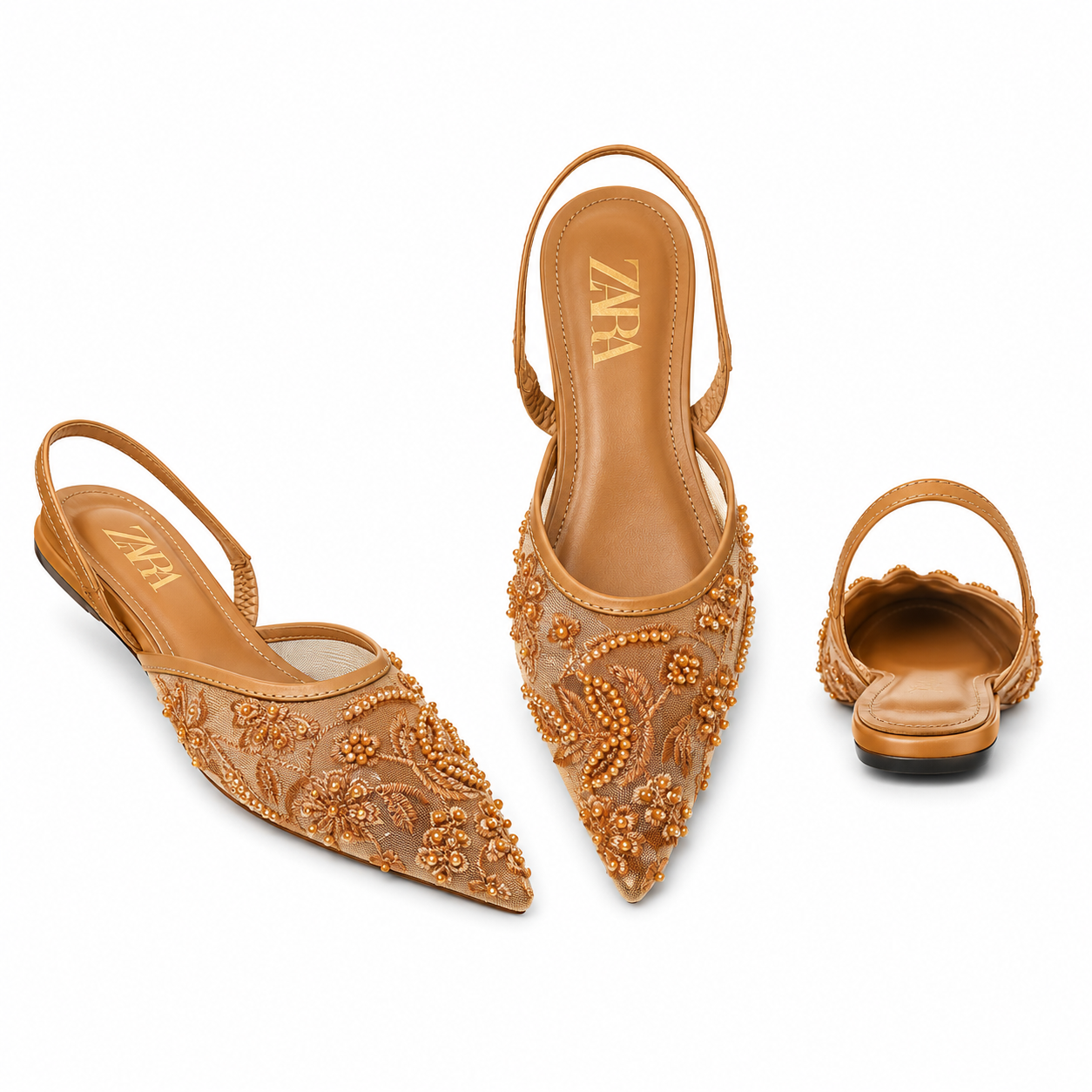 Luxe Embellished Mesh Slingback Flats