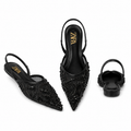 Zara Luxe Embellished Mesh Slingback Flats