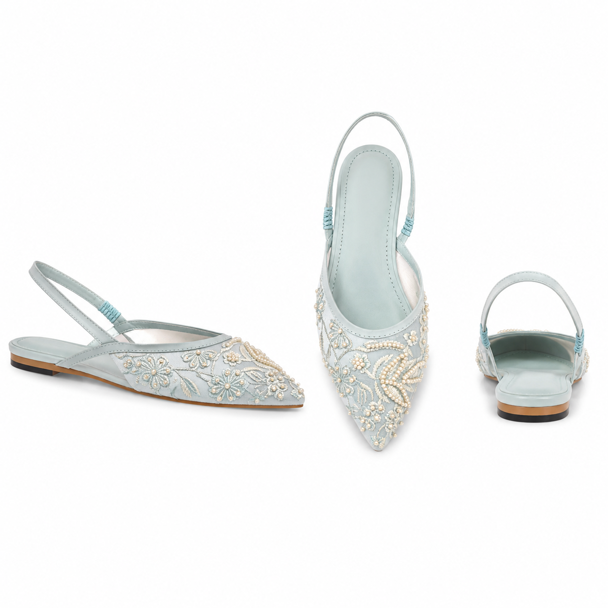 Luxe Embellished Mesh Slingback Flats
