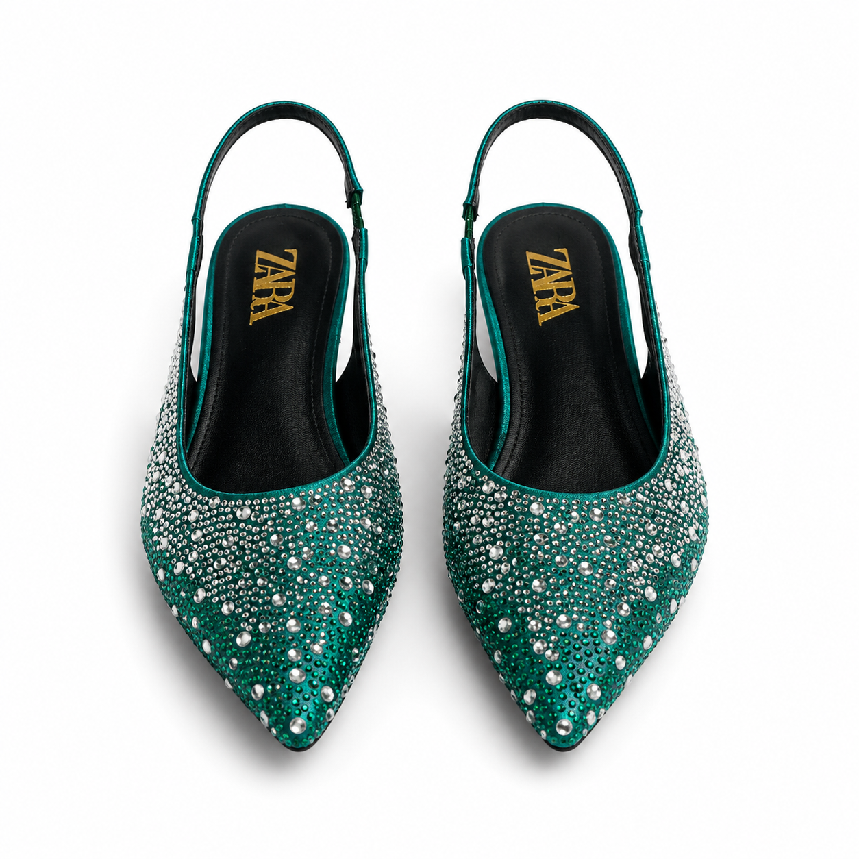 Zara Crystal Embellished Slingback Flats