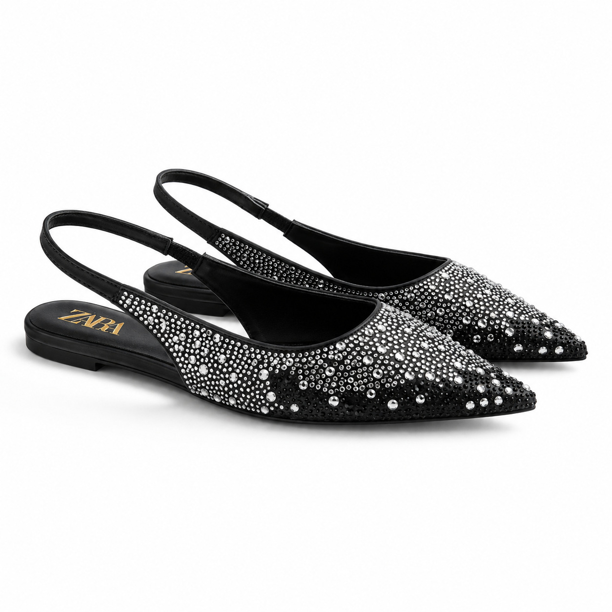 Zara Crystal Embellished Slingback Flats