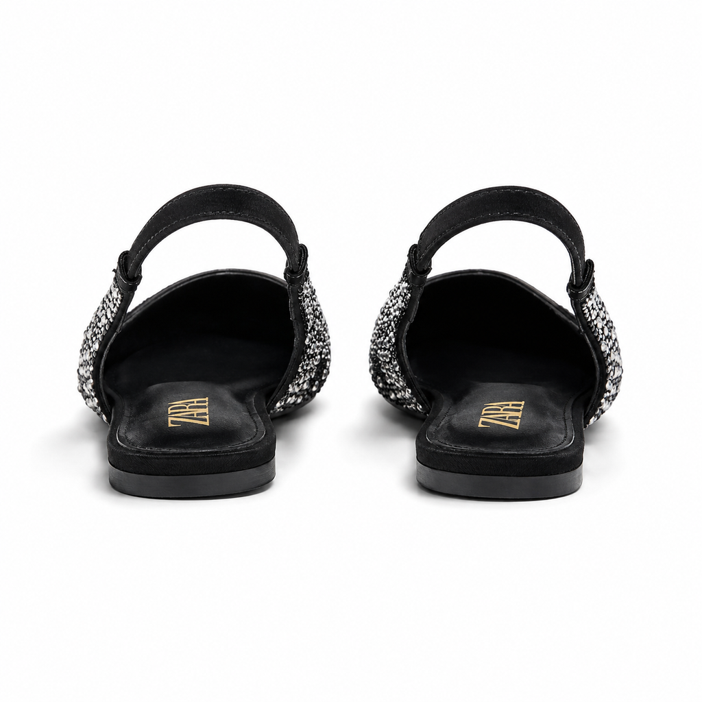 Zara Crystal Embellished Slingback Flats