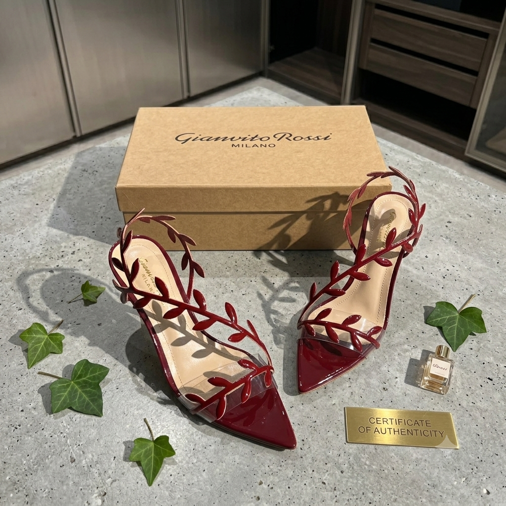 Gianvito Rossi Botanical Leaf-Embellished Pointed-Toe Heels