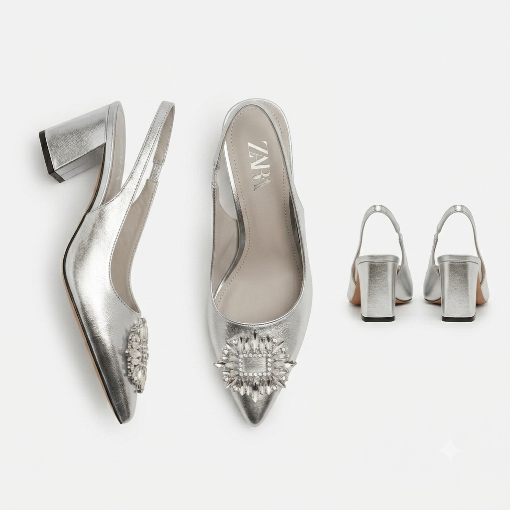 Zara Embellished Slingback Block Heels