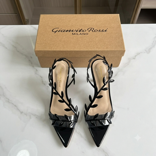 Gianvito Rossi Botanical Leaf-Embellished Pointed-Toe Heels