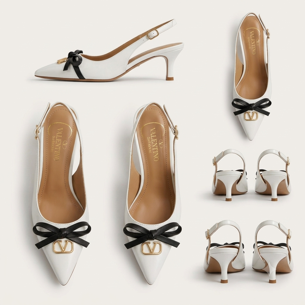 Valentino Garavani VLogo Signature Bow Slingback Pumps Heel