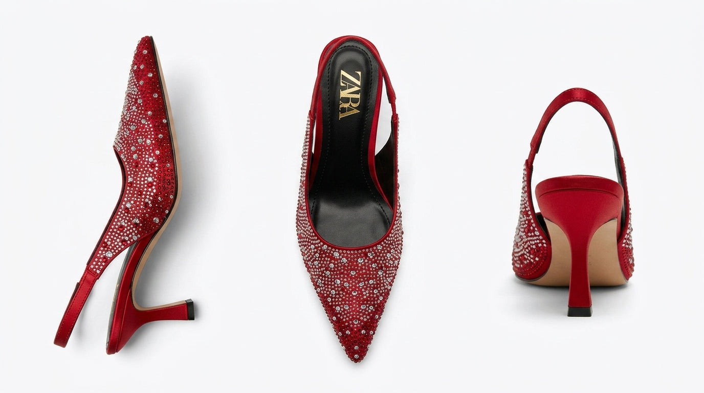 Zara Crystal-Embellished Pointed-Toe Slingback Heels