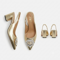 Zara Embellished Slingback Block Heels