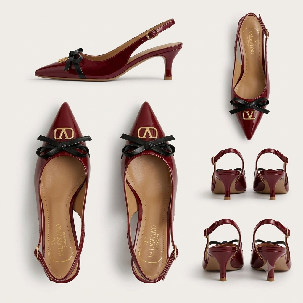 Valentino Garavani VLogo Signature Bow Slingback Pumps Heel
