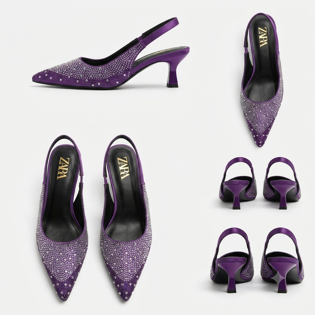 Zara Crystal-Embellished Pointed-Toe Slingback Heels