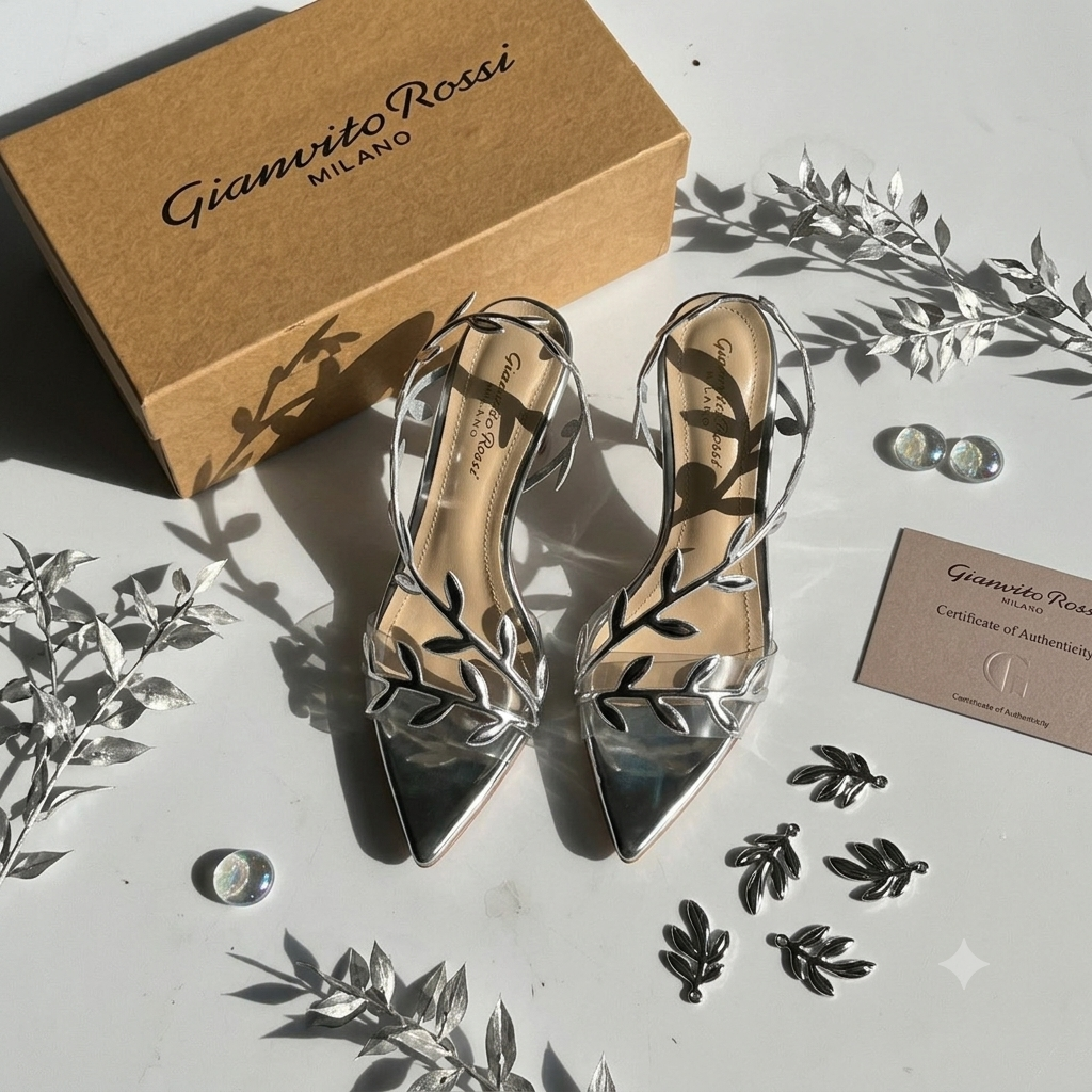 Gianvito Rossi Botanical Leaf-Embellished Pointed-Toe Heels