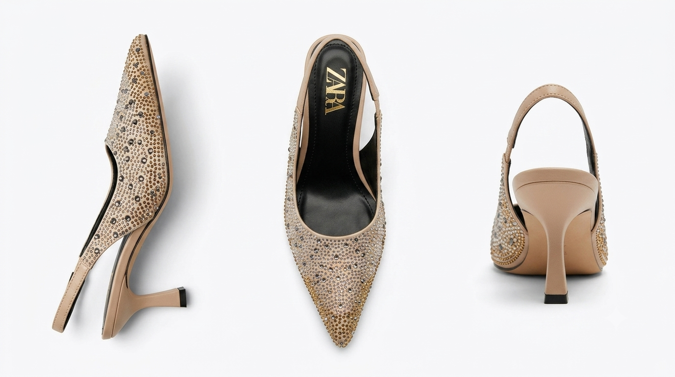 Zara Crystal-Embellished Pointed-Toe Slingback Heels
