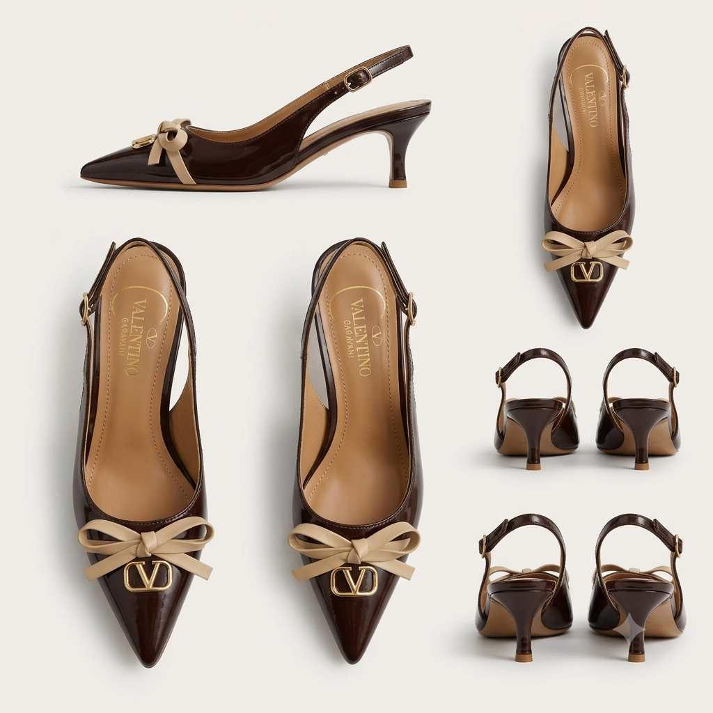 Valentino Garavani VLogo Signature Bow Slingback Pumps Heel