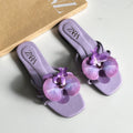 Zara Floral Embellished Square-Toe Flat Slides